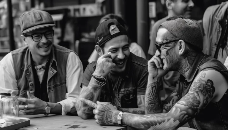 Group of tattoo artists working together in a busy tattoo studio, representing teamwork and tattoo shop software for teams.