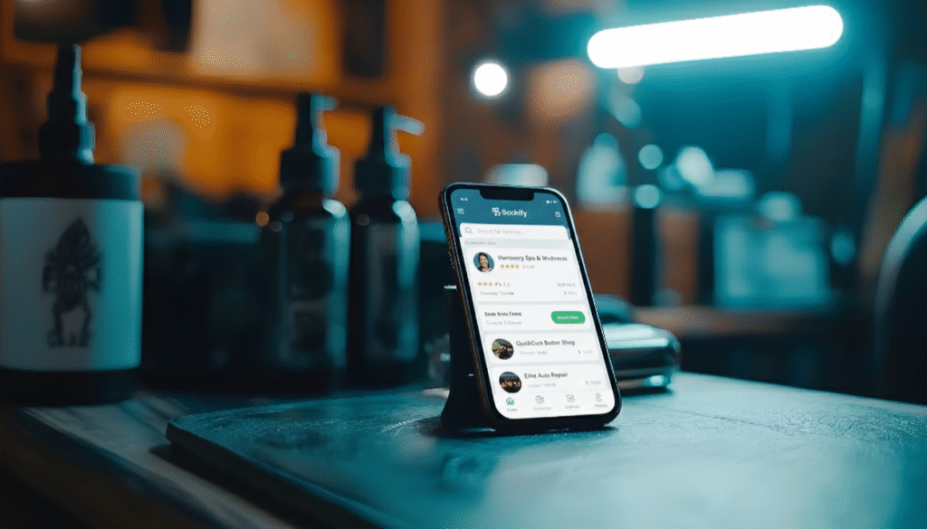 mobile phone showing client booking tattoo appointment at night through online system